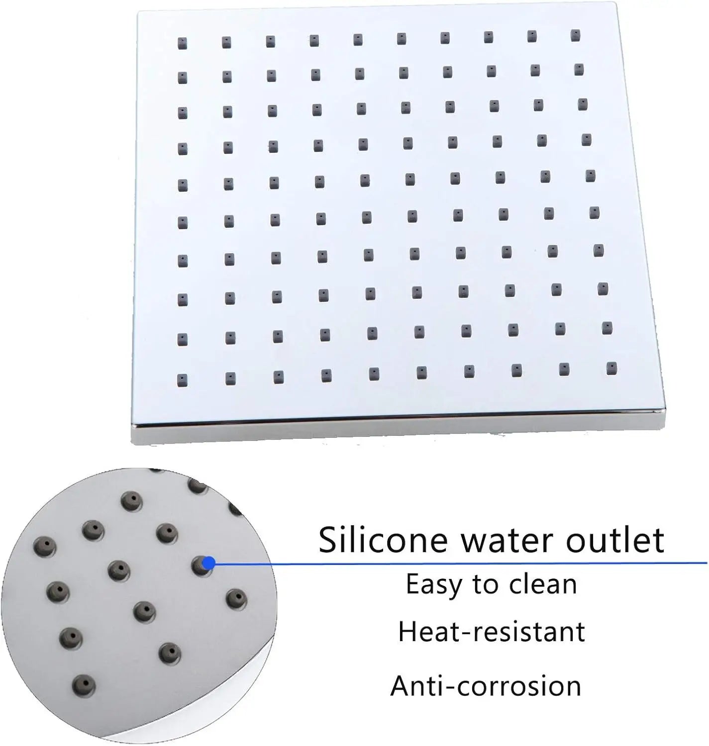 Square Chrome Overhead Shower Rain Dual Rigid Riser Rainfall Head And Hand Held Shower Kit, Twin Bath Set For Bathroom