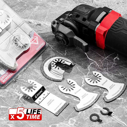 EZARC 4 Piece Diamond Oscillating Multi Tool Blade Set, Mortar Cutting Saw Blades Precise For Grout Removal, Soft Tile Cut