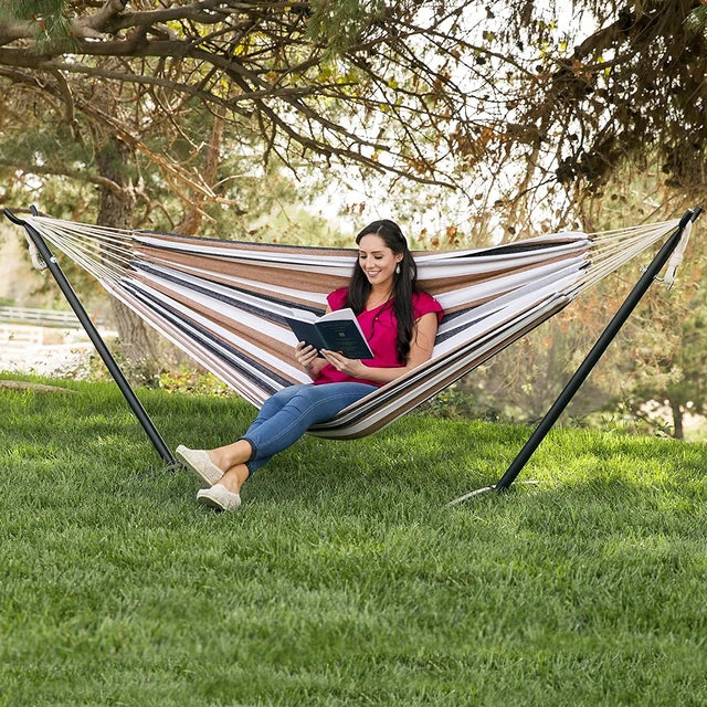 Heavy Duty Hammock With Metal Frame Free Standing Swinging Camping Travel Chair Lounger For Outdoor Patio Lawn