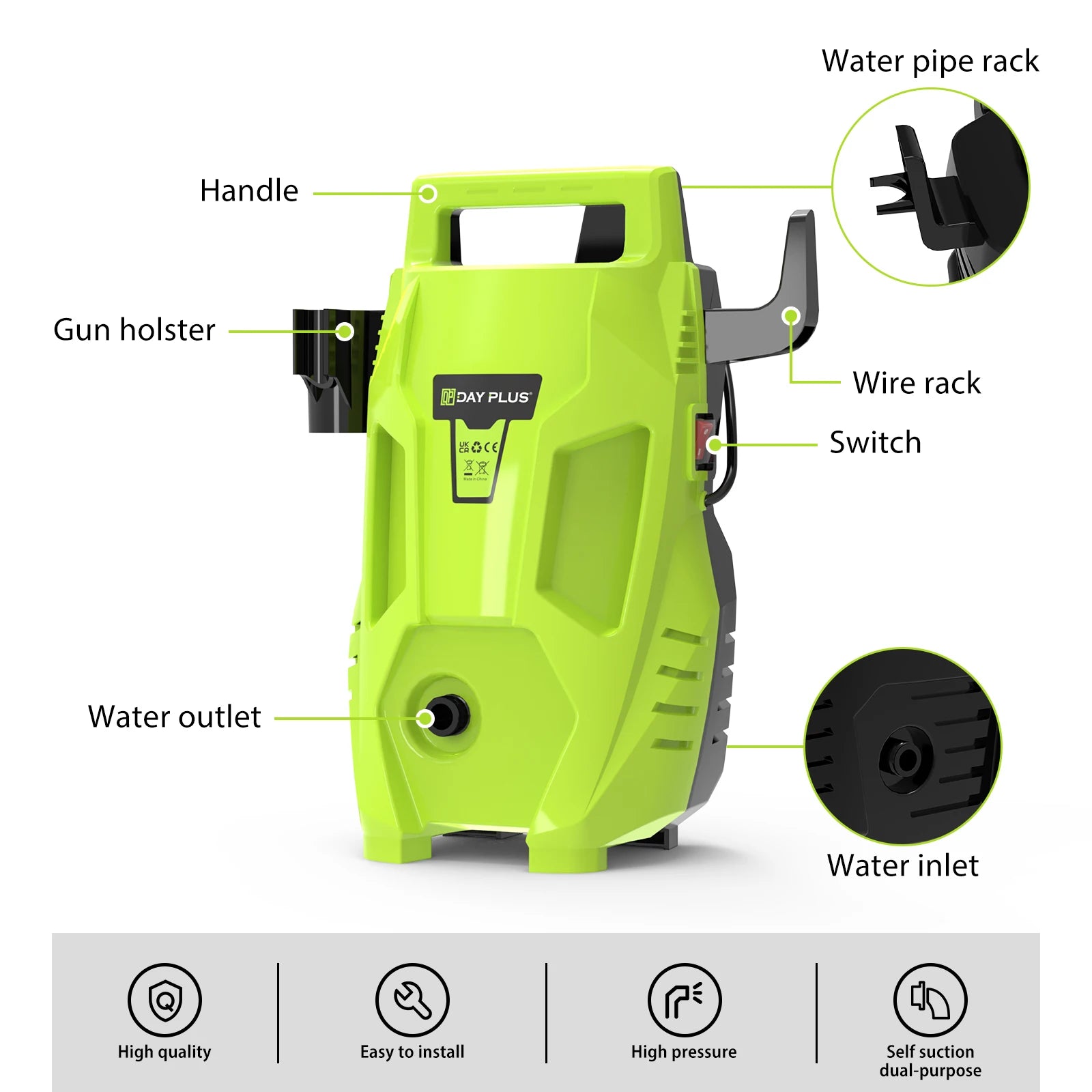 5000W Electric High Pressure Washer 350Bar/5000Psi Power Jet Wash Patio Car Cleaner with A Flow Rate of 5L/Min 