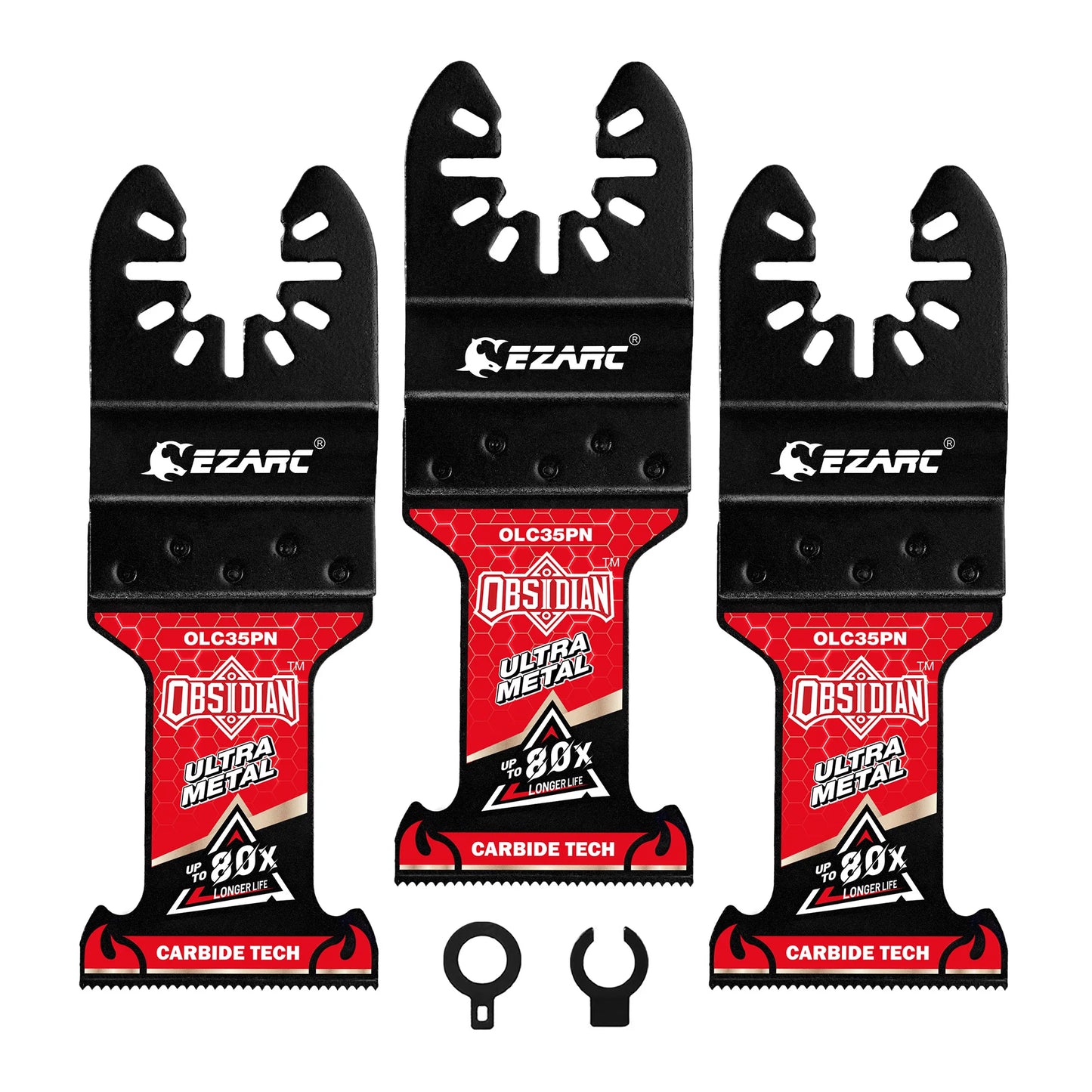 EZARC 3Pcs Carbide Oscillating Saw Blades (Pro) for Hard Metal, Nails, Bolts & Screws, Tialn Obsidian Oscillating Tool Blades