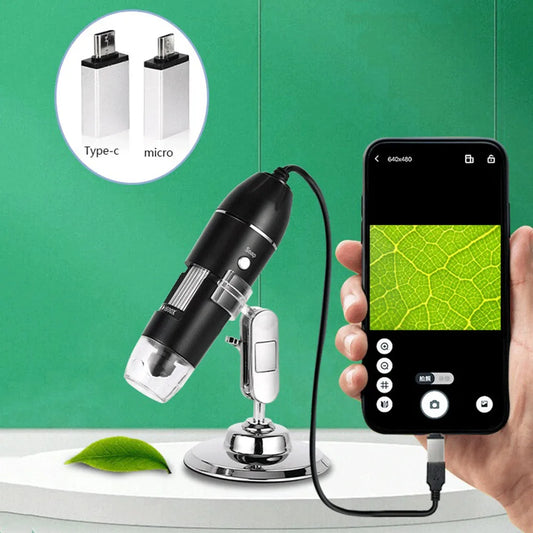 Digital Microscope Camera with Stand Portable Electronic Microscope 500X 1000X 1600X for Mobile Phone PC