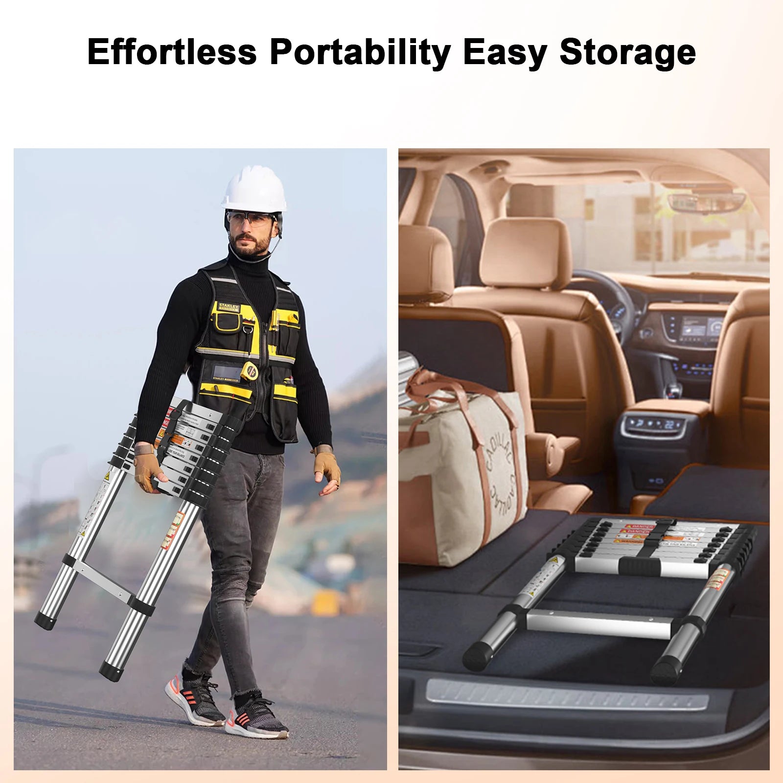 8.5FT/2.6M Multi-Purpose Folding Telescopic Ladder For Decorating Painting In/Outdoor Extendable Portable Loft, 330lb/150kg