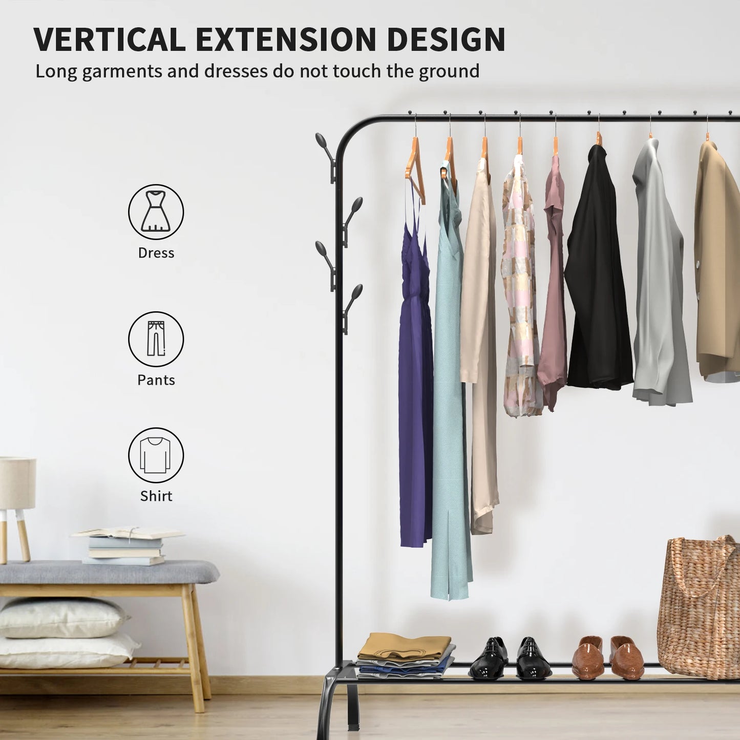 2-In-1 Clothes Drying Rail Rack Folding Clothes Airer Dryer Organiser For Laundry, Space Saving Non-Slip Feet For Hangers In / Outdoor