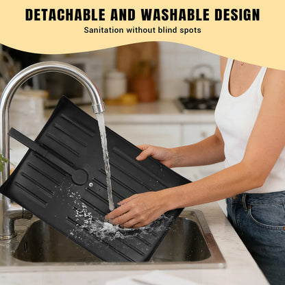 2-Tier Black Dish Drying Rack for Kitchen Countertop - Stainless Steel Dish Drainer with Drip Tray, Draining Board & Utensil