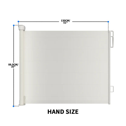 Extra Wide Kids Pet Gate Retractable Dog Gate For Babies And Pets, White, One Handed Operation, Mesh Safety