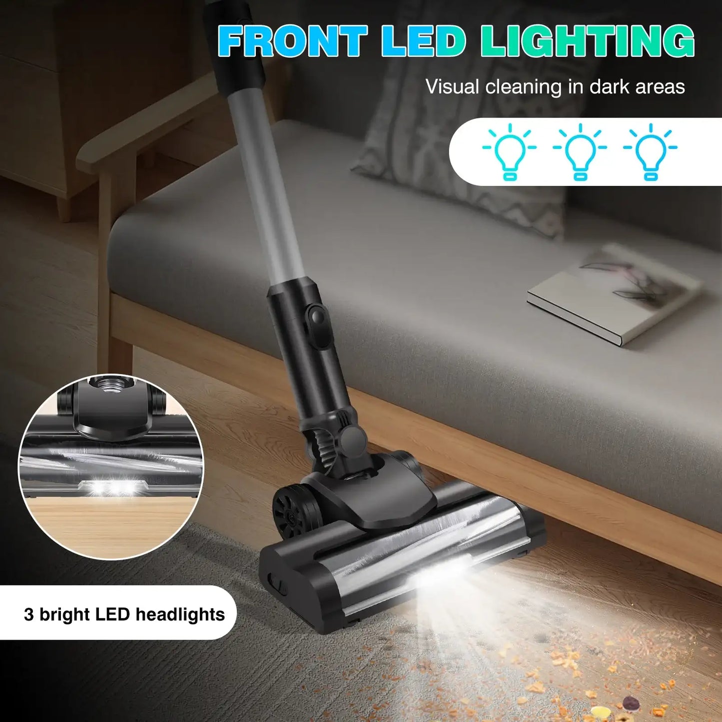 Dayplus Cordless Upright Stick Vacuum Cleaner,3 in 1 Wireles Handheld Vacuum Cleaner 130000RPM Brushless for Carpets, Hard Floor