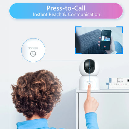 Indoor Pan / Tilt Smart Security Camera C518 2K 360 Degree Baby Pet Monitor 2.4G / 5G Dual-Band Wifi Home Cam With Phone APP