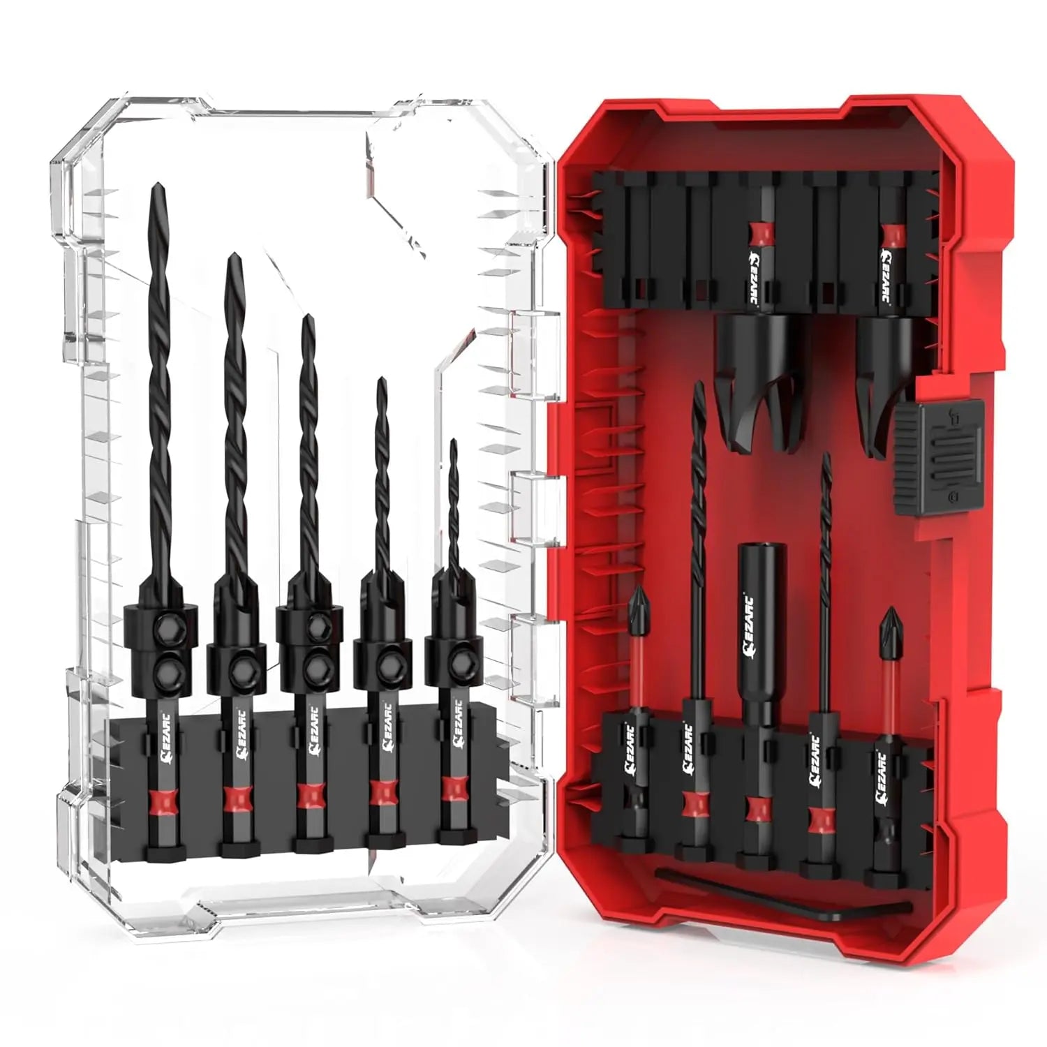 15 Piece Countersink Drill Bits Set, Tapered Drill Bits for Wood, With Phillips Screwdriver Bits, Extension Bit Shaft