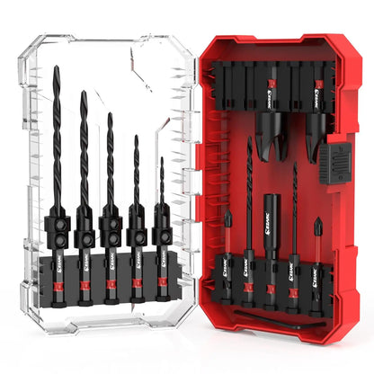 15 Piece Countersink Drill Bits Set, Tapered Drill Bits for Wood, With Phillips Screwdriver Bits, Extension Bit Shaft