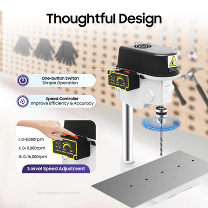 340W High-Precision Portable Bench Drill Machine Mini Press, 3-Level Adjustable Speed Corded Mini Table Drill, 
