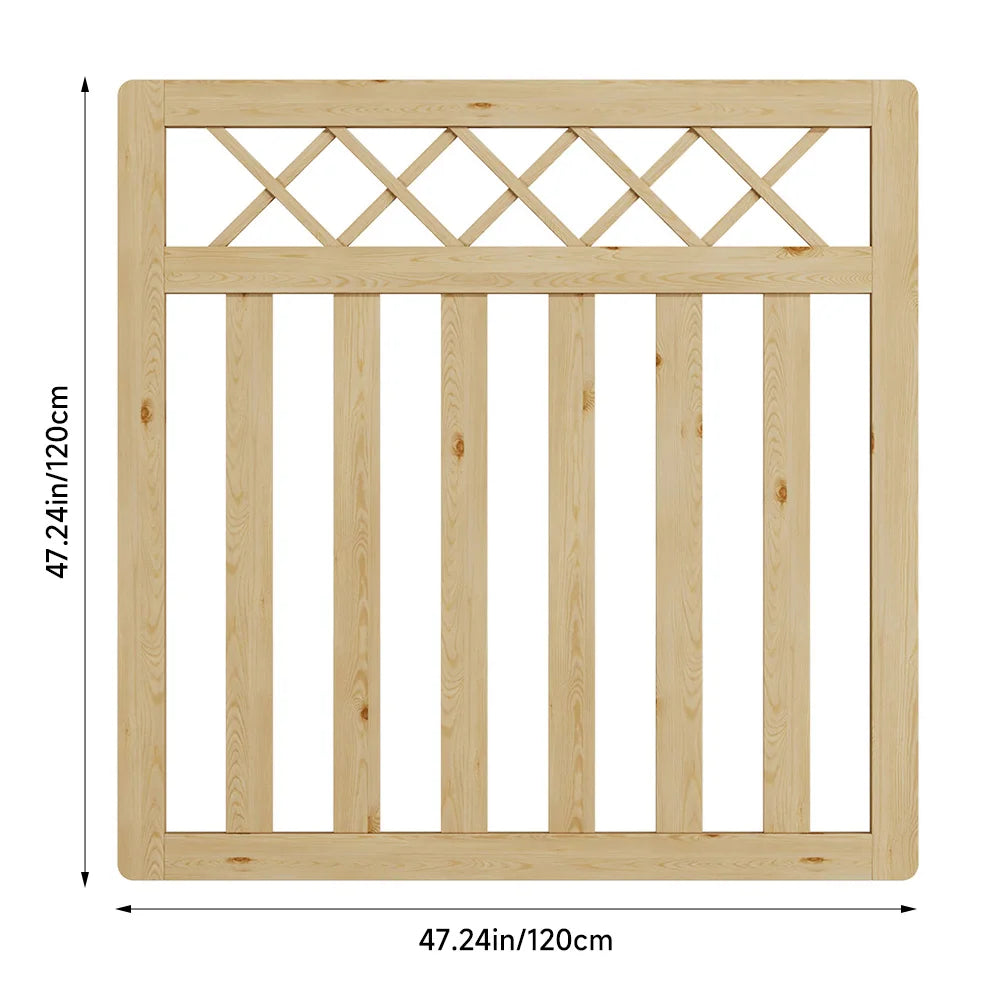 Wooden Garden Gate Pedestrian Fence Yard Door Security Barrier With Cross Top