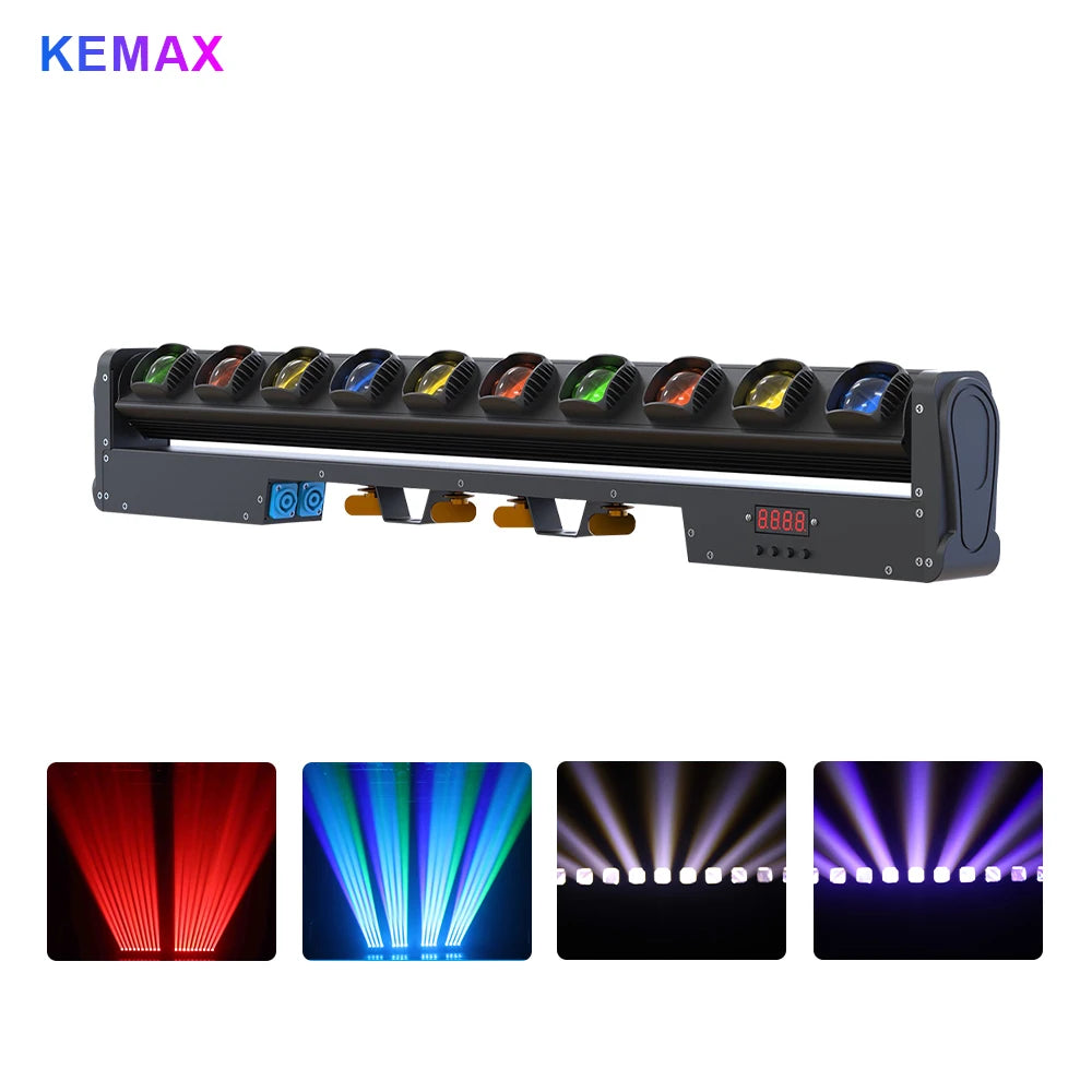 250W LED Beam Moving Head Light RGBW 10X25W Wall Washer Light DMX512 DJ Disco Party Stage Effect for Club Home Bar Wedding