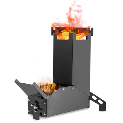 Outdoor Camp Stainless Steel Wood Stove Backpacking Picnic Hiking Rocket Stove