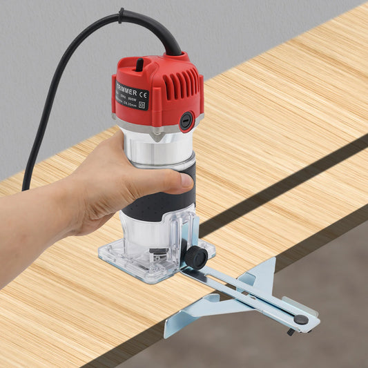 800W Electric Hand Trimmer Wood Router with Guide Base, Woodworking Milling Cutting Tool 30000RP/Min