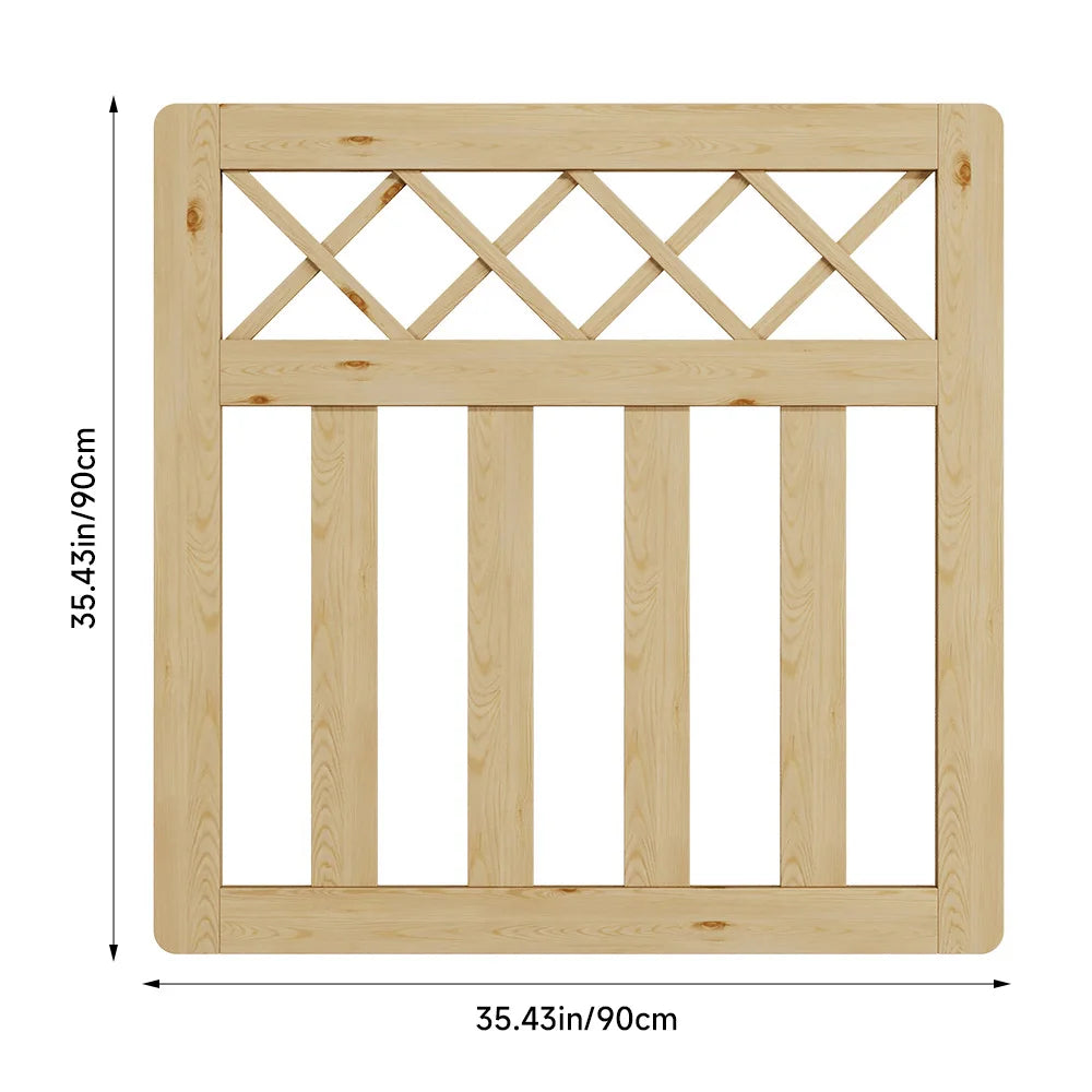 Wooden Garden Gate Pedestrian Fence Yard Door Security Barrier With Cross Top