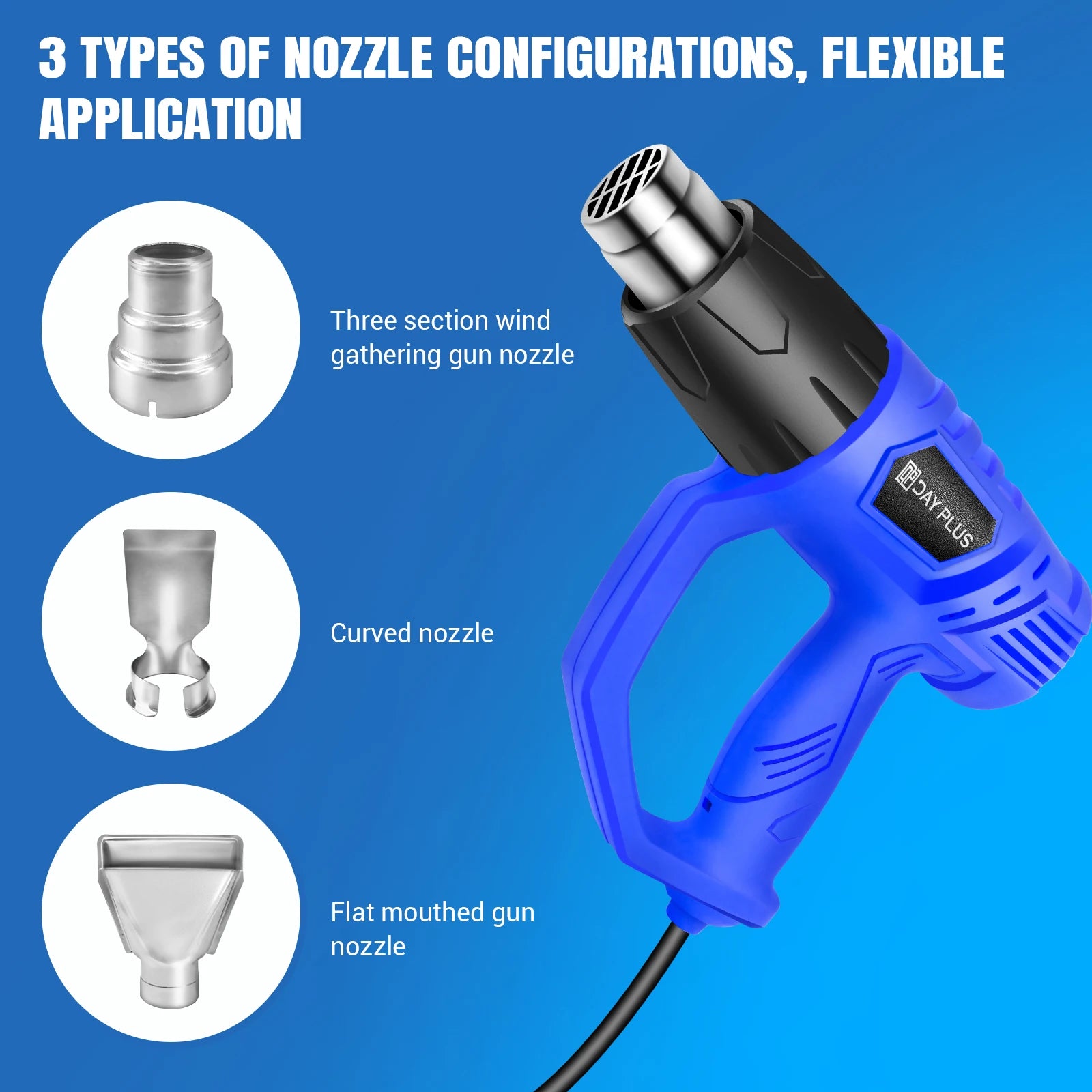 DayPlus Heat Gun 2000W Variable Temperature Control Hot Air Gun Tool For DIY