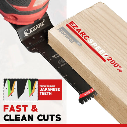 EZARC 5 Pack Japanese Tooth Oscillating Saw Blades, CRV Extra-Long Reach Arc Edge Multitool Blades Clean Cut For Wood & Plastic