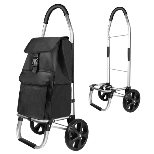 Dayplus Folding Shopping Trolley, Shopping Cart W/ Detachable Shopping Bag, Mudguard Stair Climbing Wheels Grocery Trolley, 40L