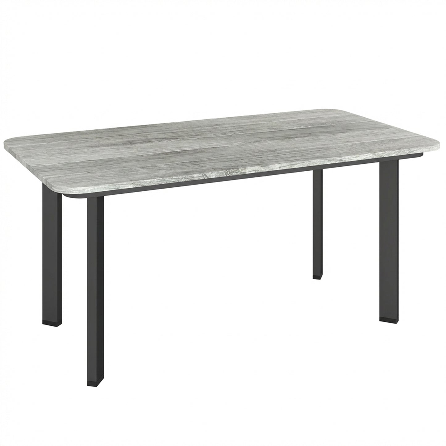 Garden Coffee Table | Slatted Plastic Wood Composite Top | Metal Frame | Adjustable Feet | 50kg | Grey