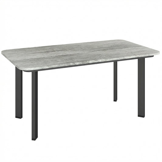 Garden Coffee Table | Slatted Plastic Wood Composite Top | Metal Frame | Adjustable Feet | 50kg | Grey