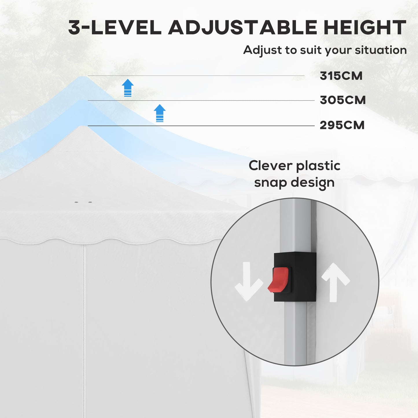 Outsunny 3 x 6m Pop Up Gazebo with Sides, UPF50+ Height Adjustable Party Tent Instant Event Shelter with Carry Bag and Sand Bags for Garden, Patio, White