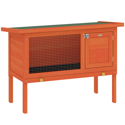 Wooden Rabbit Hutch & Guinea Pig House | Asphalt Roof | Solid Pine | Water-Resistant Paint | Galvanised Wire | Lockable Door | Removable Tray | Elevated | 90x45x65cm