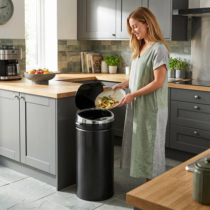 42L Sensor Bin | Automatic Hand-Wave Opening | Soft-Close Lid | Fingerprint-Resistant Stainless Steel | Black