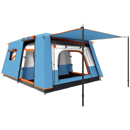 4-6 Man Camping Tent, Double Layer Tunnel Tent with Porch, Living Area and 2 Bedrooms, Sewn in Groundsheet, 3000mm Waterproof and UPF 30+