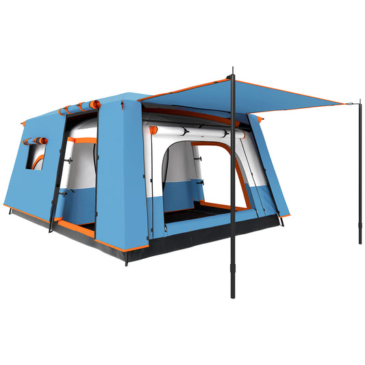 4-6 Man Camping Tent, Double Layer Tunnel Tent with Porch, Living Area and 2 Bedrooms, Sewn in Groundsheet, 3000mm Waterproof and UPF 30+