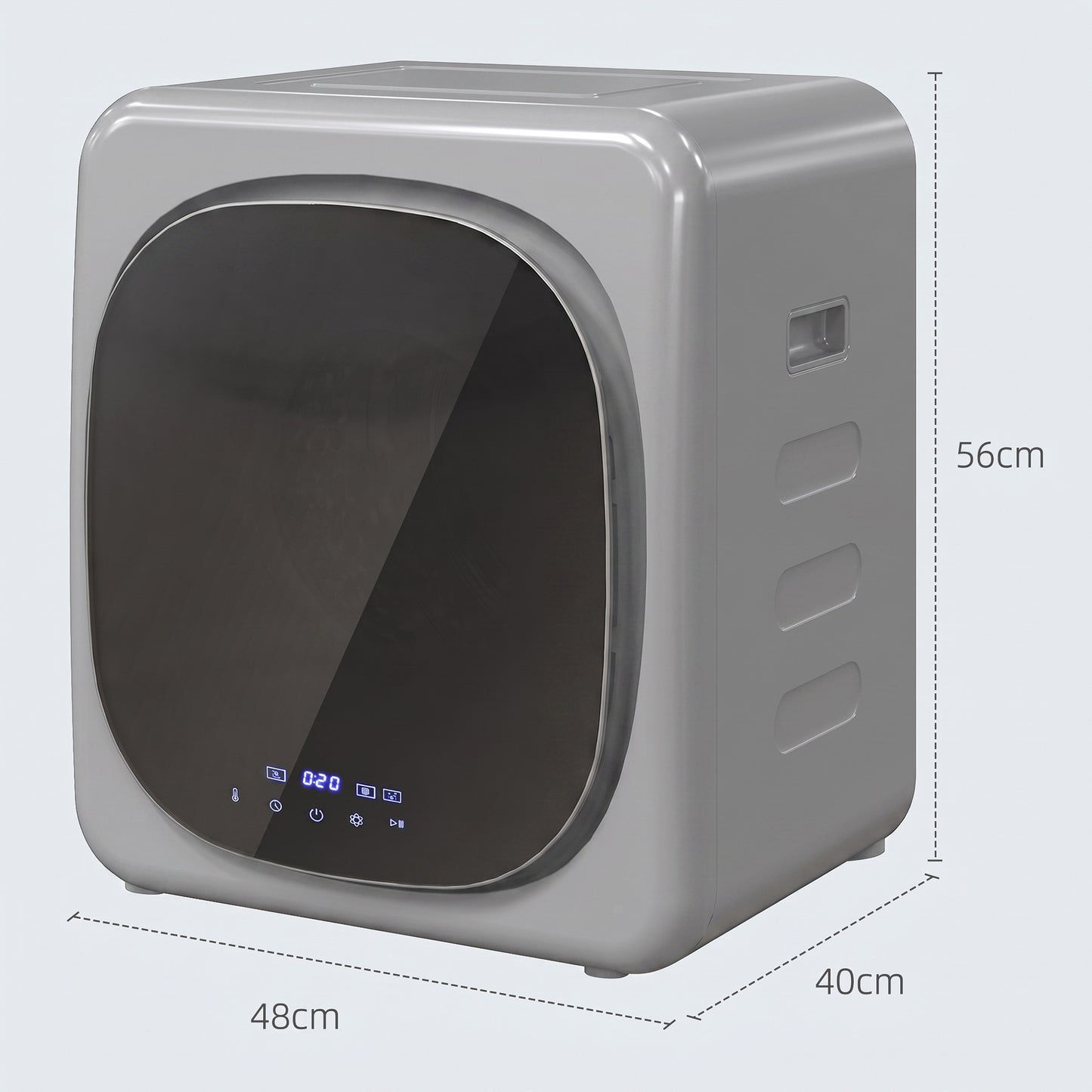 2.5kg Compact Vented Tumble Dryer | Smart Mode | 800W | 6 Timer Modes | 4 Temp Settings | Stainless Steel Drum | Silver