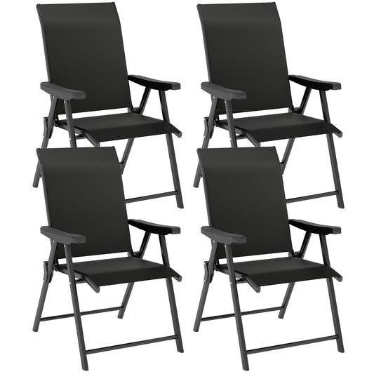 Outsunny Set of Four Folding Outdoor Garden Chairs - Black