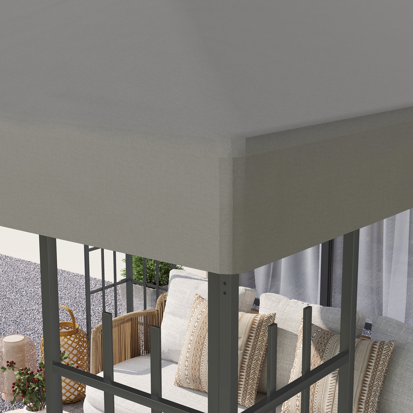 Outsunny 3 x 3(m) Gazebo Canopy Replacement Cover - Grey