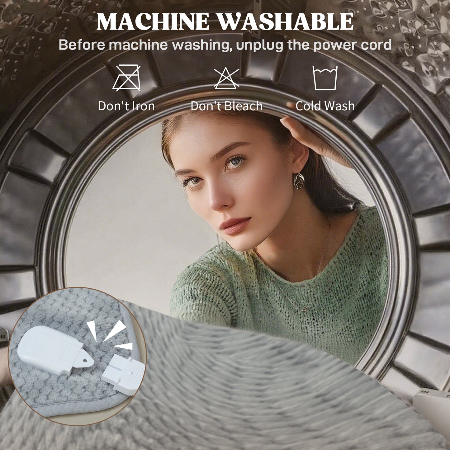 Heated Electric Blanket, Warm Throw Blanket with 5 Heating Levels, 10 Hour Auto-Off Timer, Grey