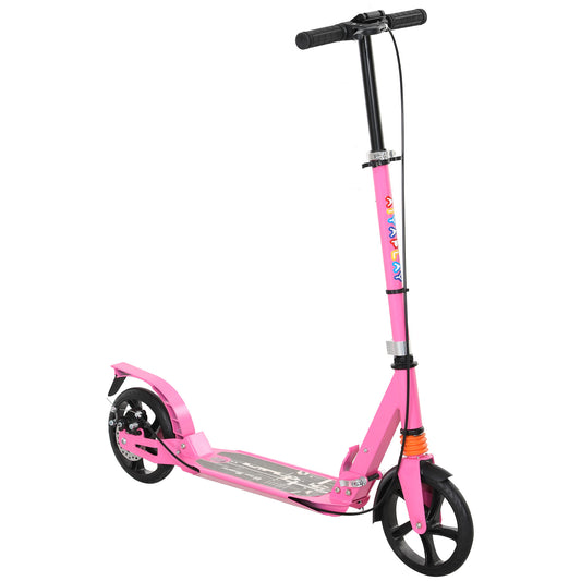 AIYAPLAY Kids Scooter with 4 Levels Adjustable Handlebar, Dual Brake System, 200mm Wheels, ABEC-7 Bearings, Pink