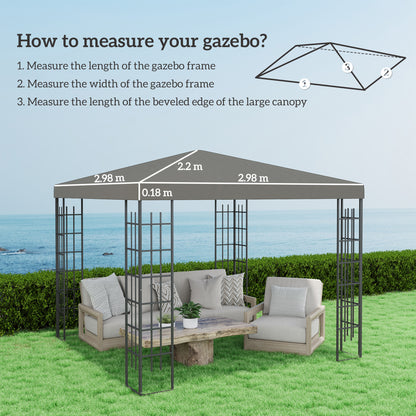 Outsunny 3 x 3(m) Gazebo Canopy Replacement Cover - Grey
