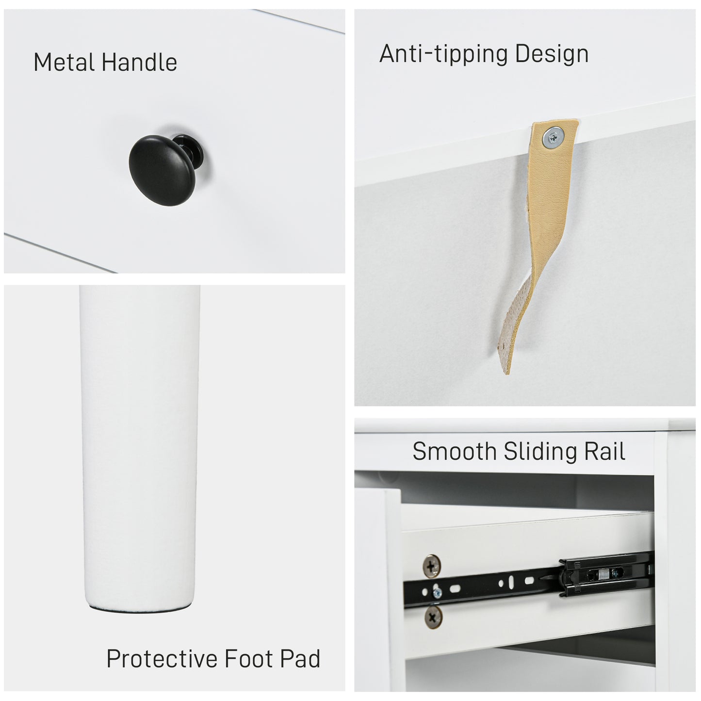 Bedside Table Set of 2, Modern Sofa Side Table with 3 Drawers, Nightstand for Bedroom, 40x30x64cm, White