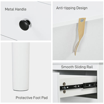 Bedside Table Set of 2, Modern Sofa Side Table with 3 Drawers, Nightstand for Bedroom, 40x30x64cm, White