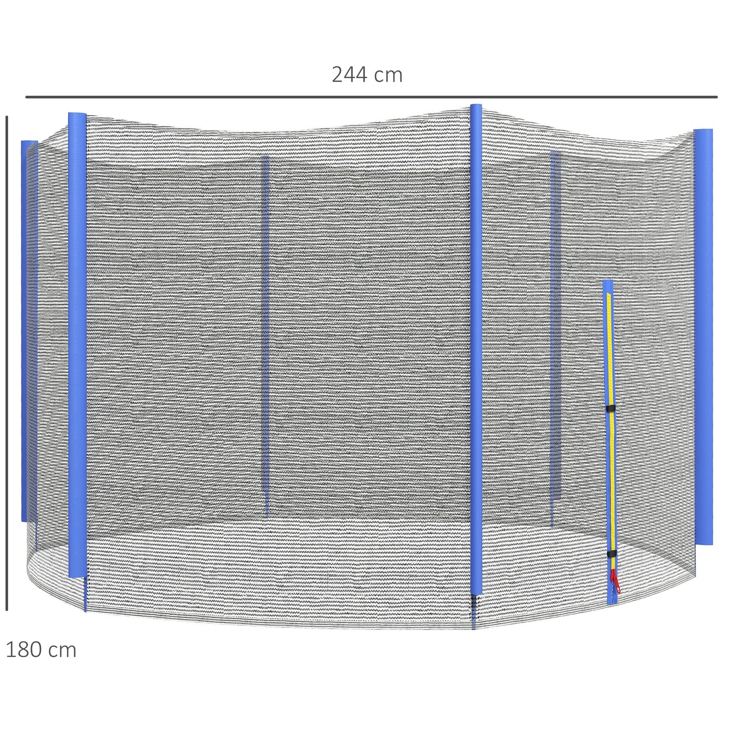 SPORTNOW Trampoline Net Replacement for 8ft Round Trampoline with 6 Straight Poles, Weather-Resistant Trampoline Netting Replacement with Zipped Entrance, Poles Not Included, Blue
