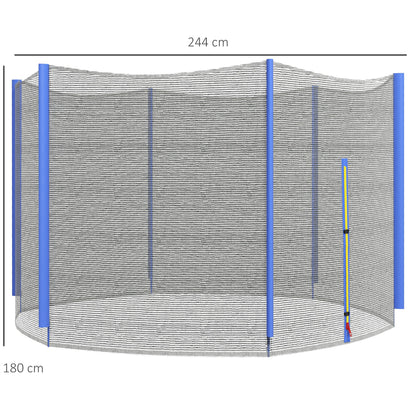 SPORTNOW Trampoline Net Replacement for 8ft Round Trampoline with 6 Straight Poles, Weather-Resistant Trampoline Netting Replacement with Zipped Entrance, Poles Not Included, Blue