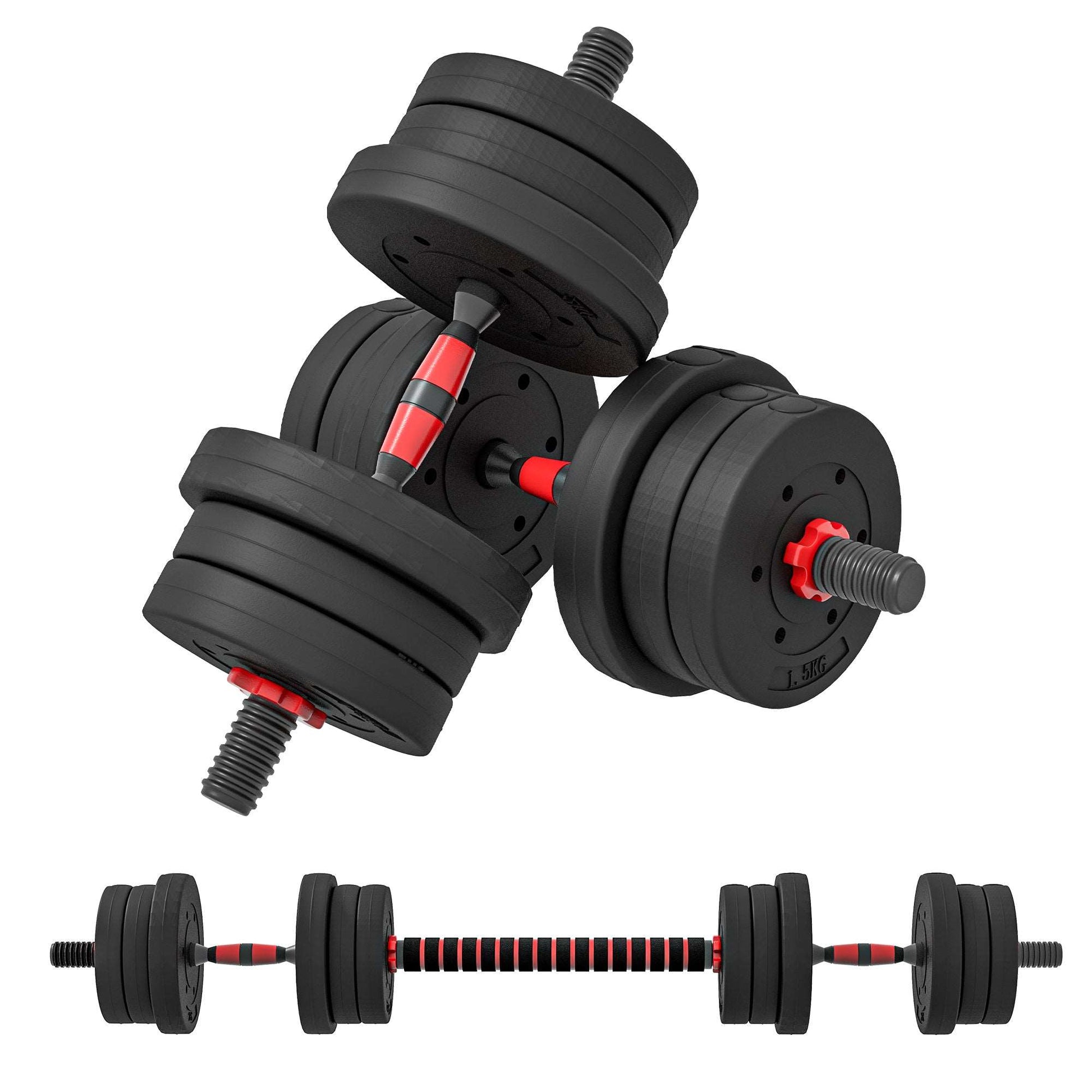 20kg 2 IN 1 Adjustable Dumbbells Weight Set, Dumbbell Hand Weight Barbell for Body Fitness, Lifting Training for Home, Office, Gym, Black