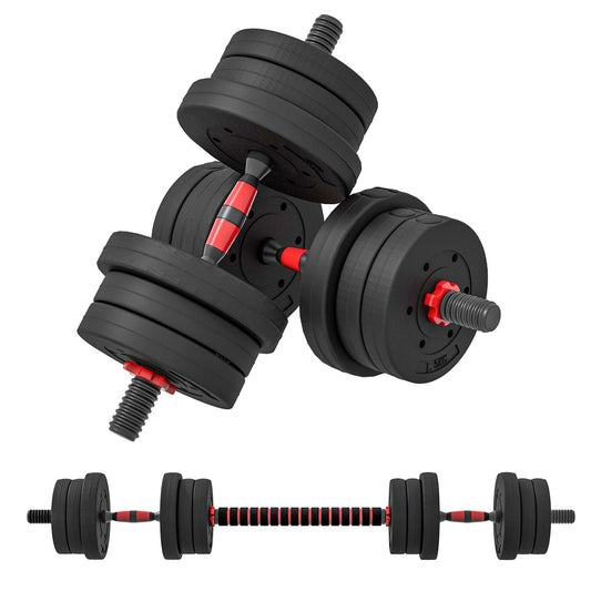 20kg 2 IN 1 Adjustable Dumbbells Weight Set, Dumbbell Hand Weight Barbell for Body Fitness, Lifting Training for Home, Office, Gym, Black