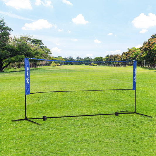 SPORTNOW Portable Badminton Net | Blue & Black | 310x103cm | Height Adjustable 107-155cm | Net 310x72cm | 4x4cm Mesh | Rust-Resistant Metal Frame | Carry Bag | Tennis Pickleball Volleyball