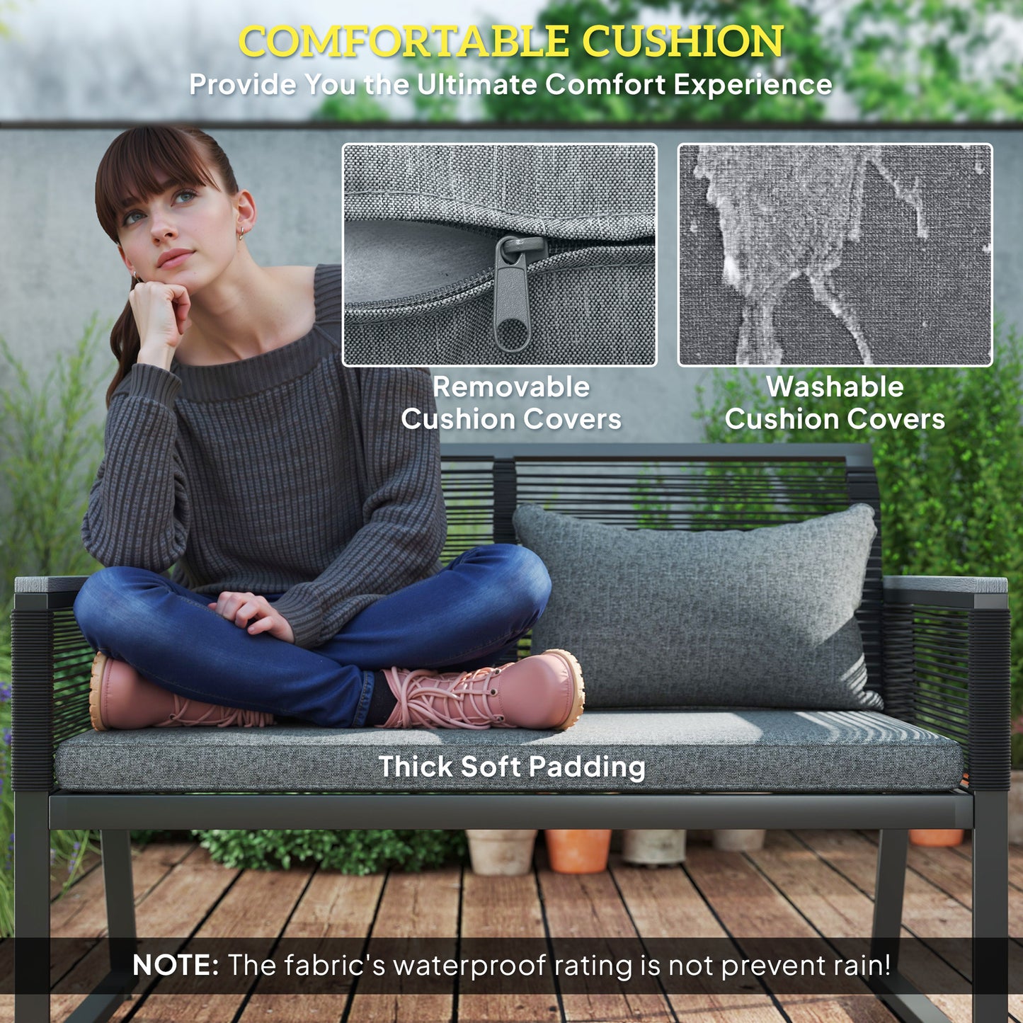 Outsunny 4 Pieces Rattan Garden Furniture Set - Charcoal Grey