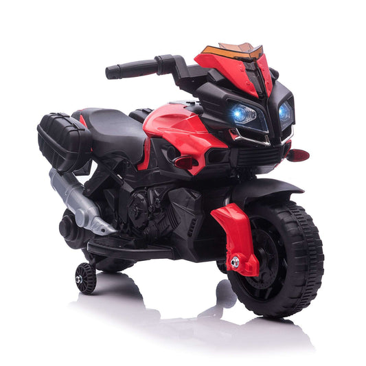 Kids Electric Pedal Motorcycle Ride-On Toy Battery Powered Rechargeable 6V Realistic Sounds 3 km/h Max Speed for Girls Boy 18-48 months Red