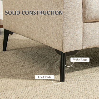 Modern Armchair, Linen Fabric Upholstered Accent Chair with Metal Legs, Wood Frame and Padded Cushion for Living Room Bedroom Office