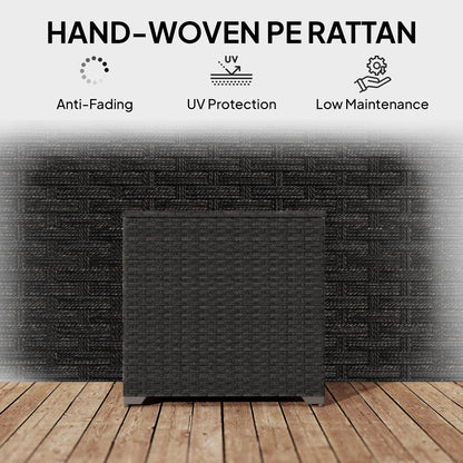 253L Rattan Garden Storage Box | Gas-Assisted Lid | Zipped Liner | Adjustable Feet | 50kg | Black
