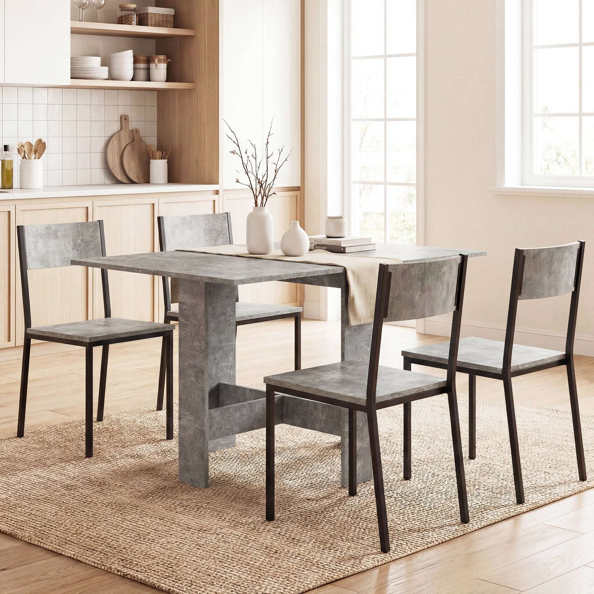 Retro Vintage Style Folding Dining Table, Space-Saving Drop Leaf Kitchen Table for 4-6 People Grey