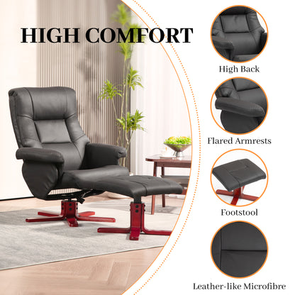 Faux Microfibre Leather Manual Recliner and Footstool Set