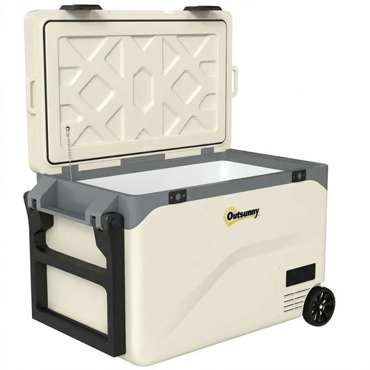 Outsunny 42.5L Compressor Car Fridge Freezer – -20°C to 20°C, Bluetooth App Control, Battery Protection, Wheels & Pull Rod, For Camping & Travel